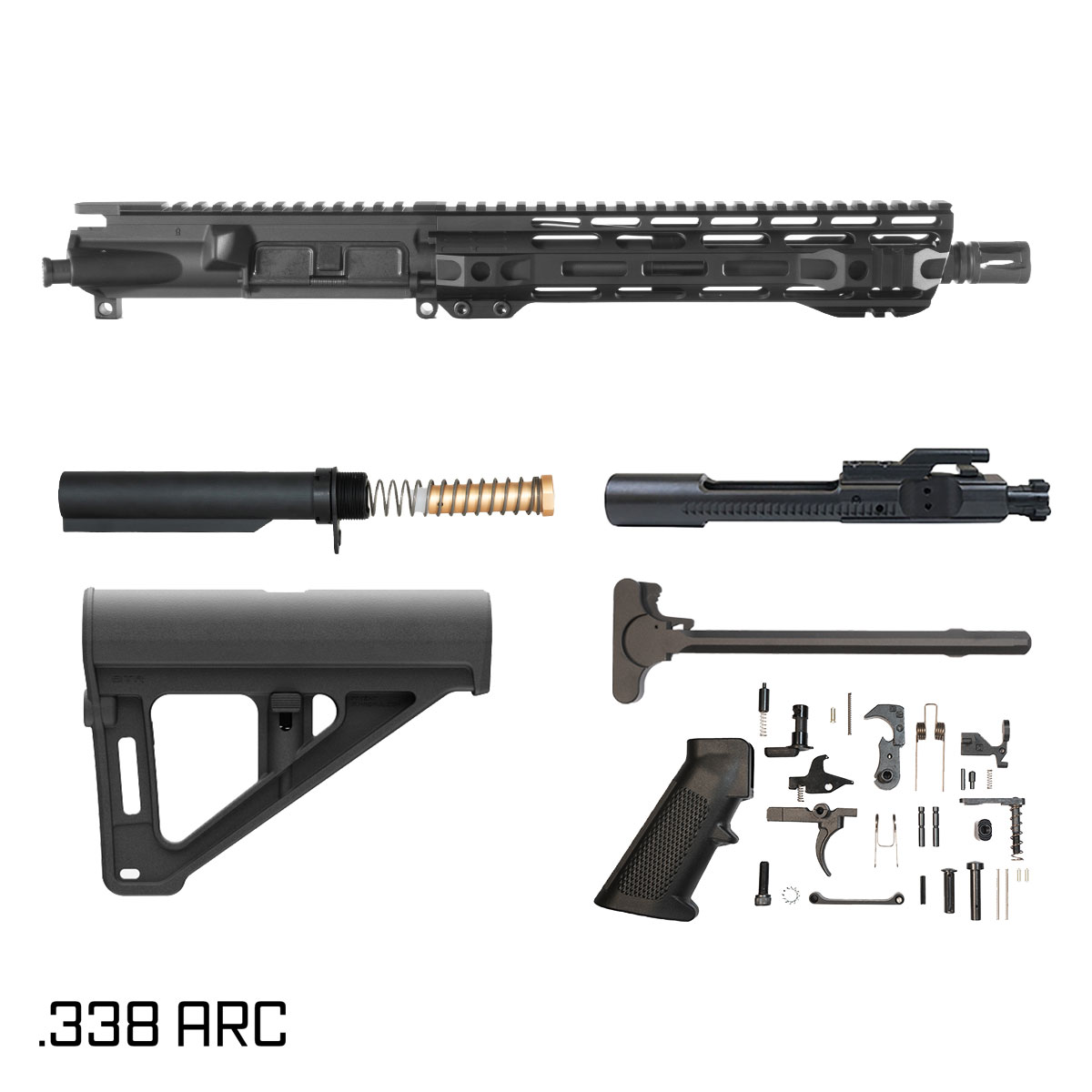 Davidson Defense Atriox w/Magpul BTR Brace 10.5-inch Pistol-Gas 1:8 .338 ARC AR-15 Freefloat M-Lok Handguard Pistol Full Build Kit