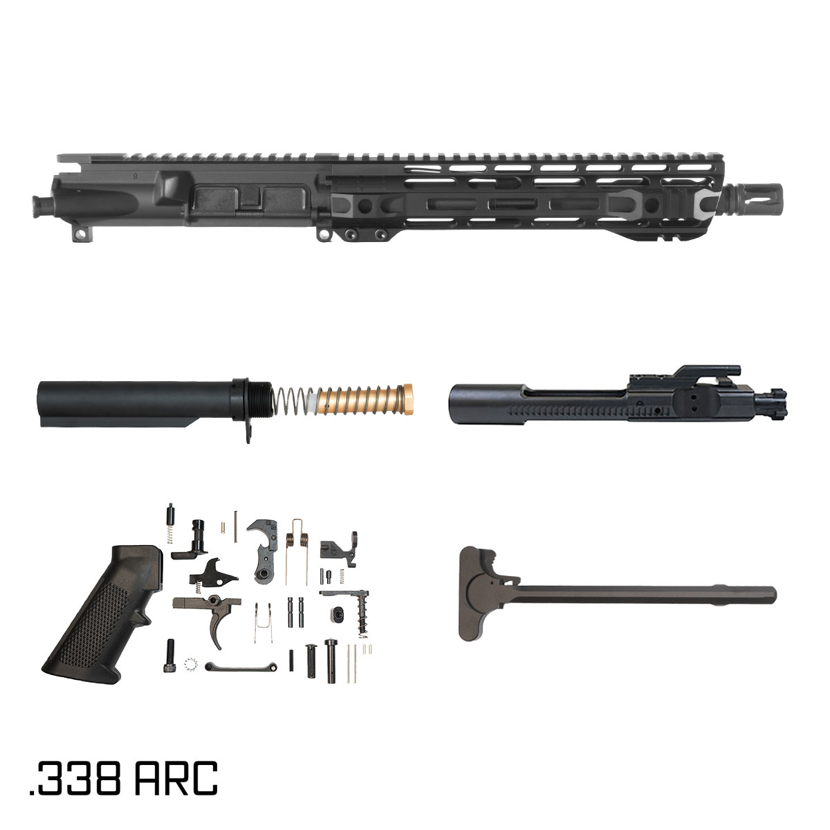 Davidson Defense Atriox 10.5-inch Pistol-Gas 1:8 .338 ARC AR-15 Freefloat M-Lok Handguard Pistol Full Build Kit, SBR Ready