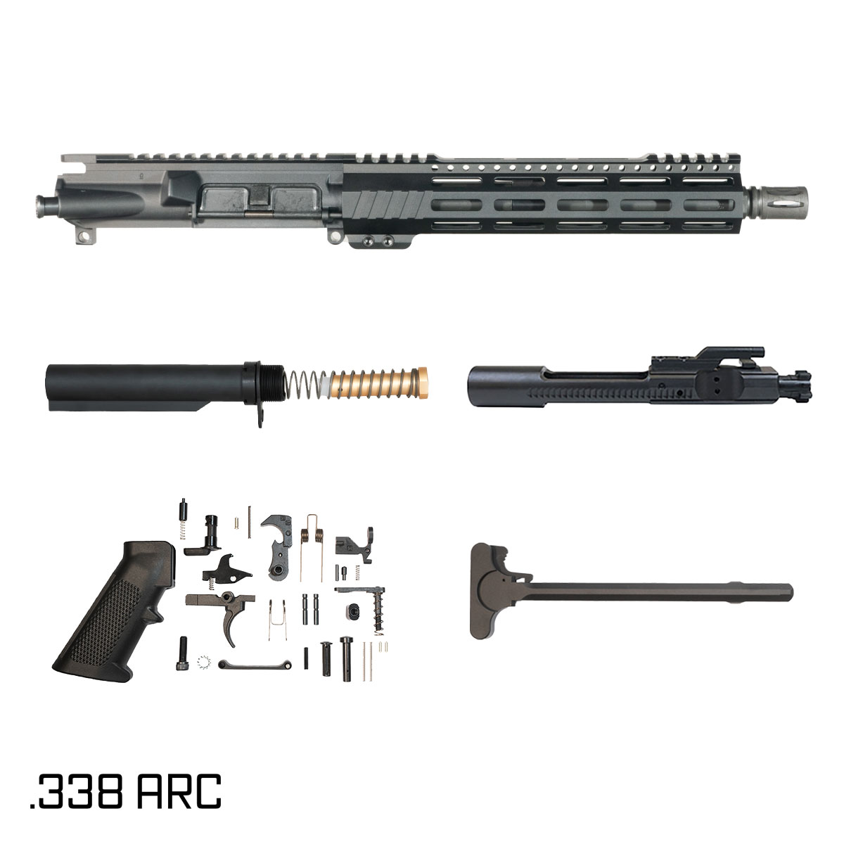 Davidson Defense Aegis Lightweight 10.5-inch Pistol-Gas 1:8 .338 ARC AR-15 Freefloat M-Lok Handguard Pistol Full Build Kit, SBR Ready