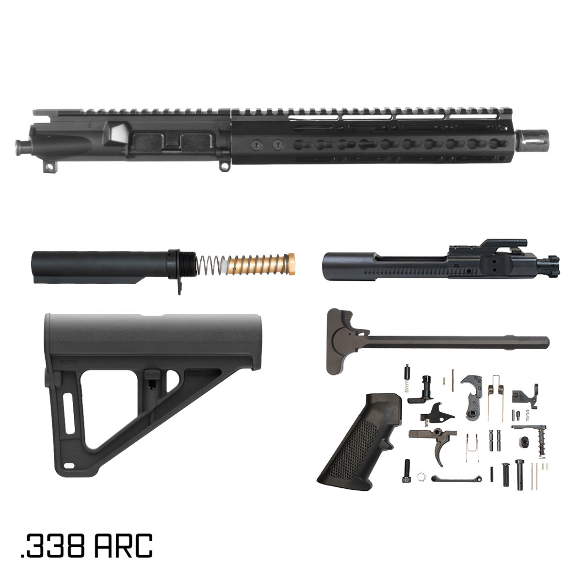 Davidson Defense Warden Duty w/Magpul BTR Brace 10.5-inch Pistol-Gas 1:8 .338 ARC AR-15 Freefloat Keymod Handguard Pistol Full Build Kit