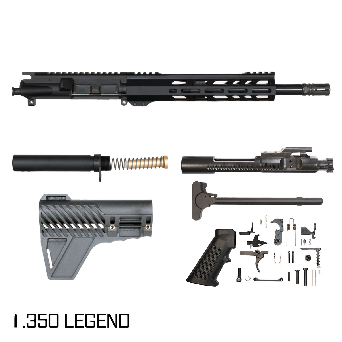 Davidson Defense Tango Down w/Gauntlet Arms Brace 12.5-inch Pistol-Gas 1:16 .350 Legend AR-15 Freefloat M-Lok Handguard Pistol Full Build Kit