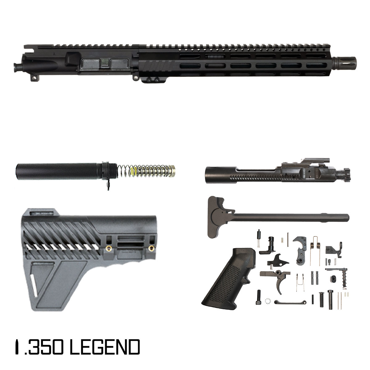 Davidson Defense Aegis w/Gauntlet Arms Brace 12.5-inch Pistol-Gas 1:16 .350 Legend AR-15 Freefloat M-Lok Handguard Pistol Full Build Kit