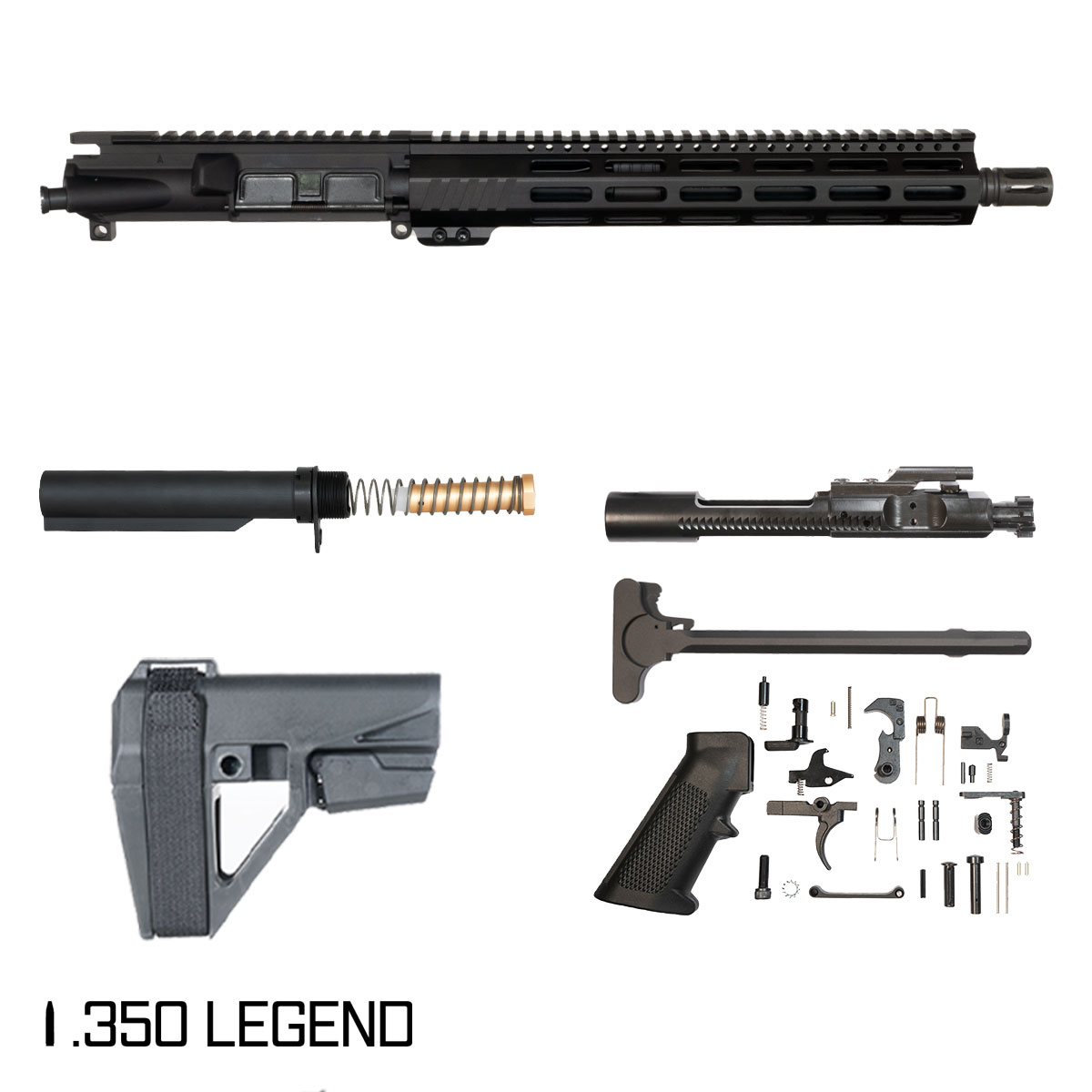 Davidson Defense Aegis w/SBA5 Brace 12.5-inch Pistol-Gas 1:16 .350 Legend AR-15 Freefloat M-Lok Handguard Pistol Full Build Kit