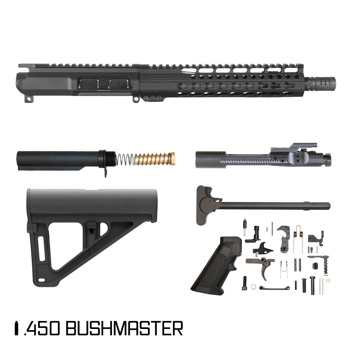 Davidson Defense Hammer Forge w/Magpul BTR Brace 10.5-inch Carbine-Gas 1:24 .450 Bushmaster AR-15 Freefloat Keymod Handguard Pistol Full Build Kit