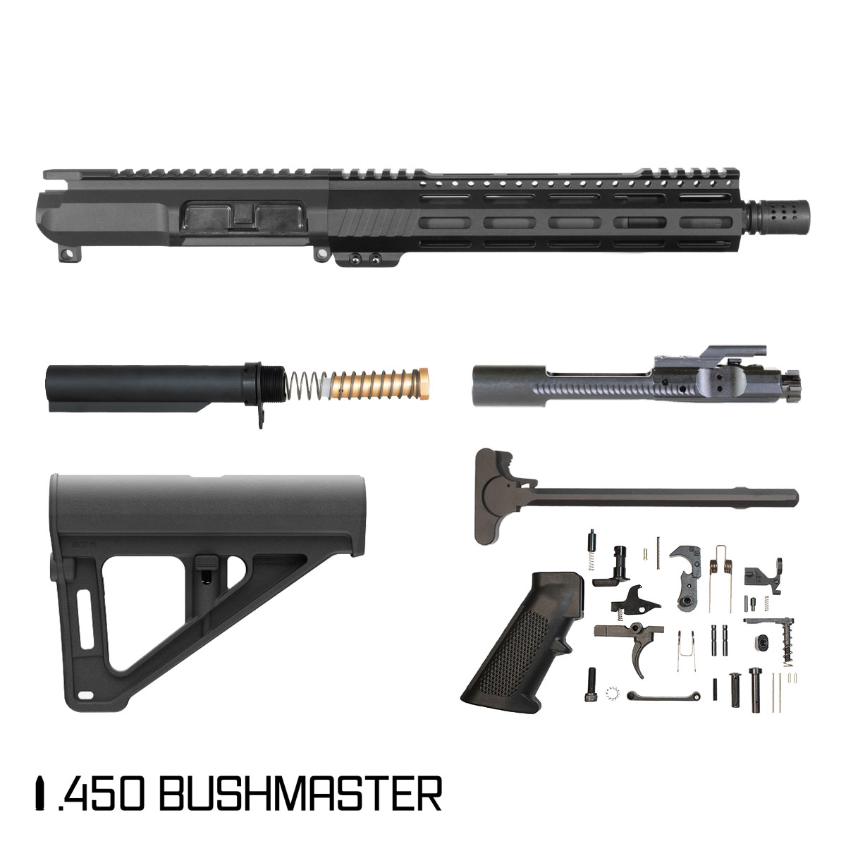 Davidson Defense Col Cooper w/Magpul BTR Brace 10.5-inch Carbine-Gas 1:24 .450 Bushmaster AR-15 Freefloat M-Lok Handguard Pistol Full Build Kit