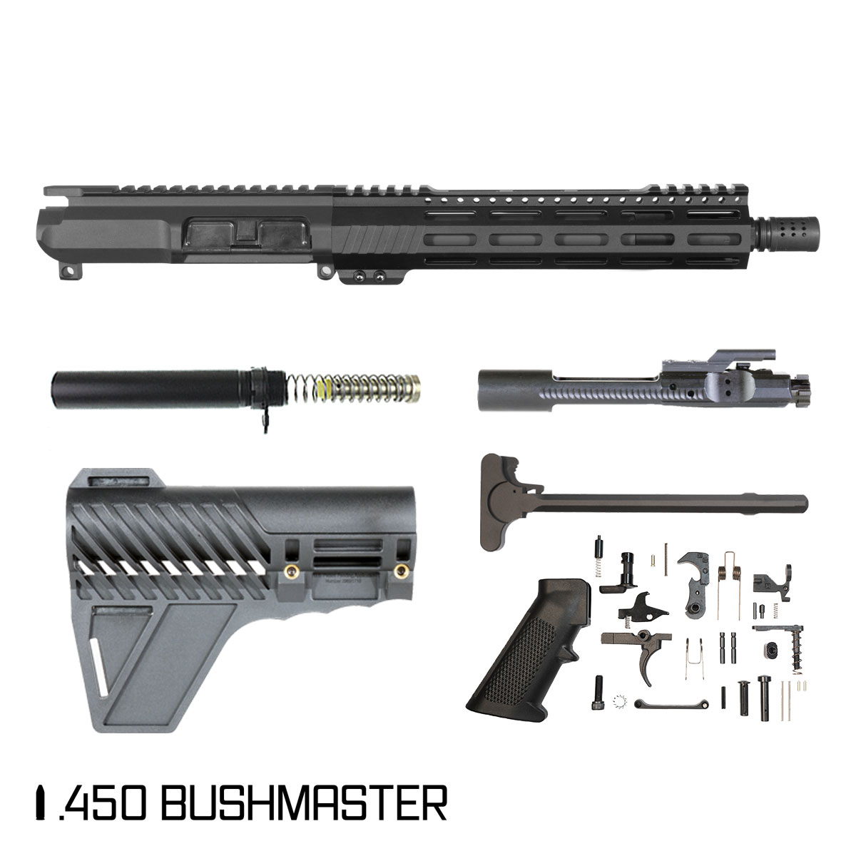 Davidson Defense Col Cooper w/Gauntlet Arms Brace 10.5-inch Carbine-Gas 1:24 .450 Bushmaster AR-15 Freefloat M-Lok Handguard Pistol Full Build Kit