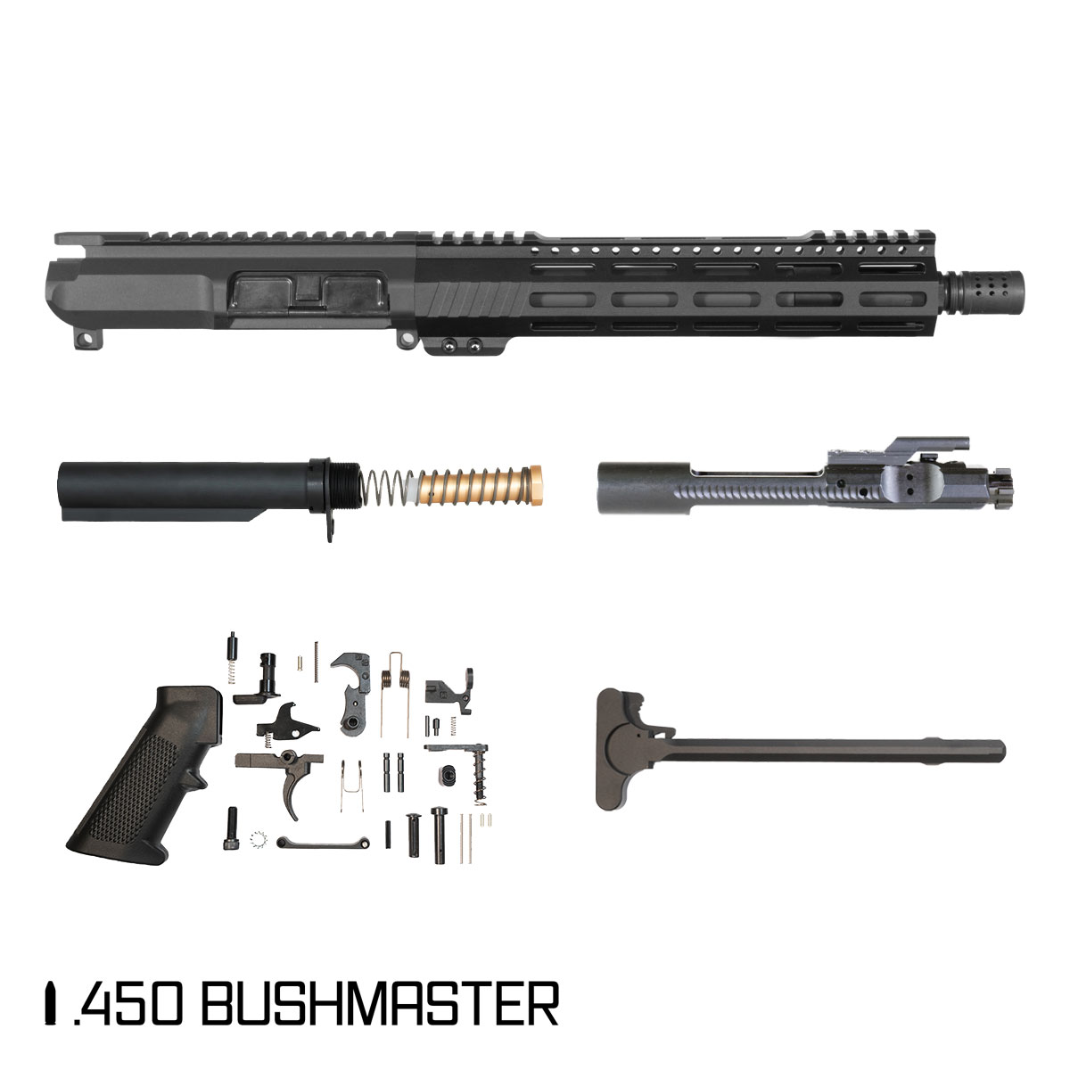 Davidson Defense Col Cooper 10.5-inch Carbine-Gas 1:24 .450 Bushmaster AR-15 Freefloat M-Lok Handguard Pistol Full Build Kit, SBR Ready