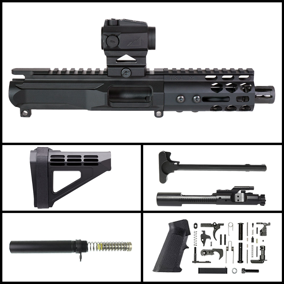 DD 'MOAB Gen 1 w/ P12' 4.5-inch AR-15 .45 ACP Nitride Pistol Full Build Kit
