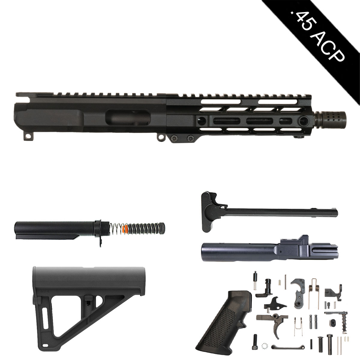 Davidson Defense Roughhouse w/Magpul BTR Brace 8-inch AR-15 .45 ACP Pistol Full Build Kit