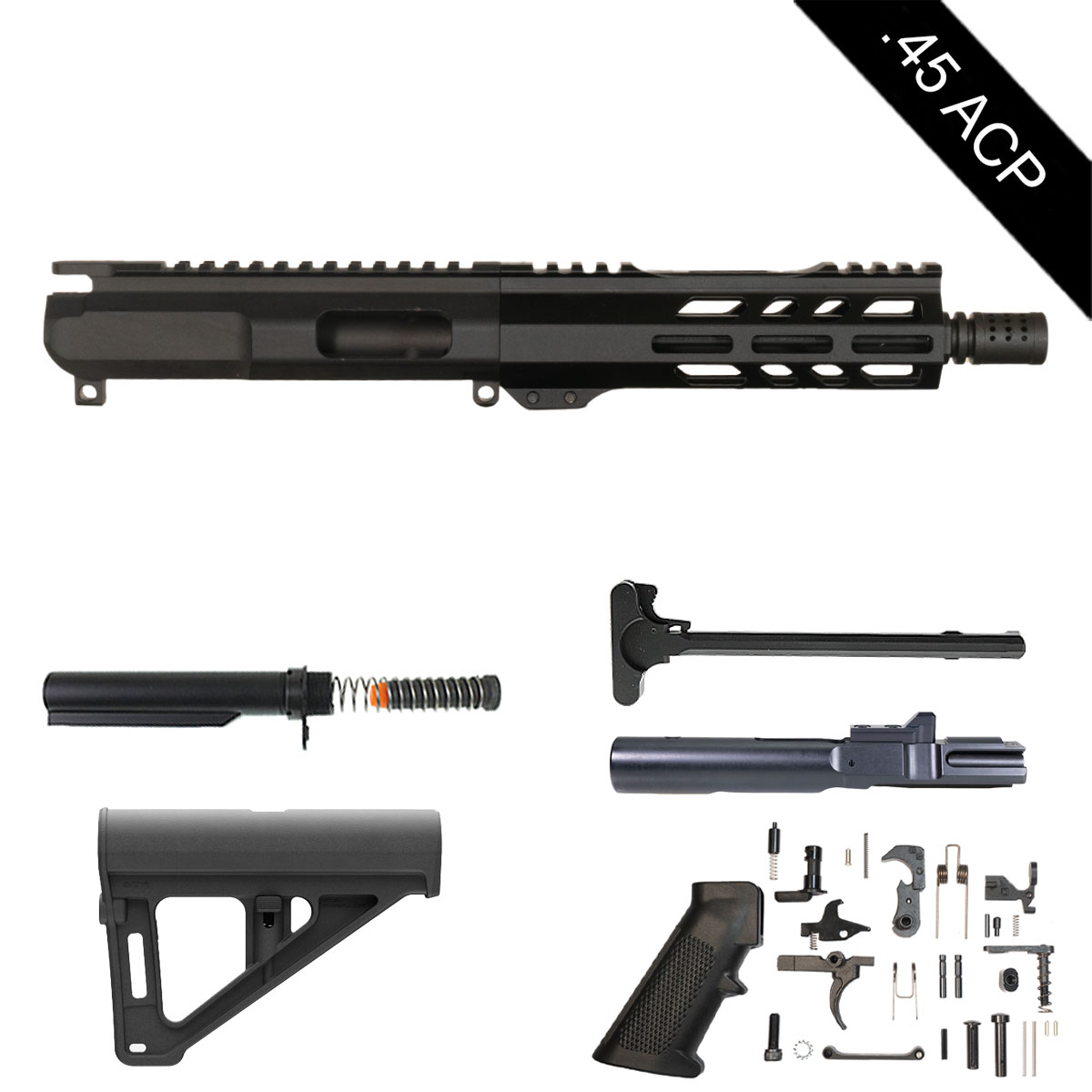 Davidson Defense Fisticuffs w/Magpul BTR Brace 8-inch AR-15 .45 ACP Pistol Full Build Kit