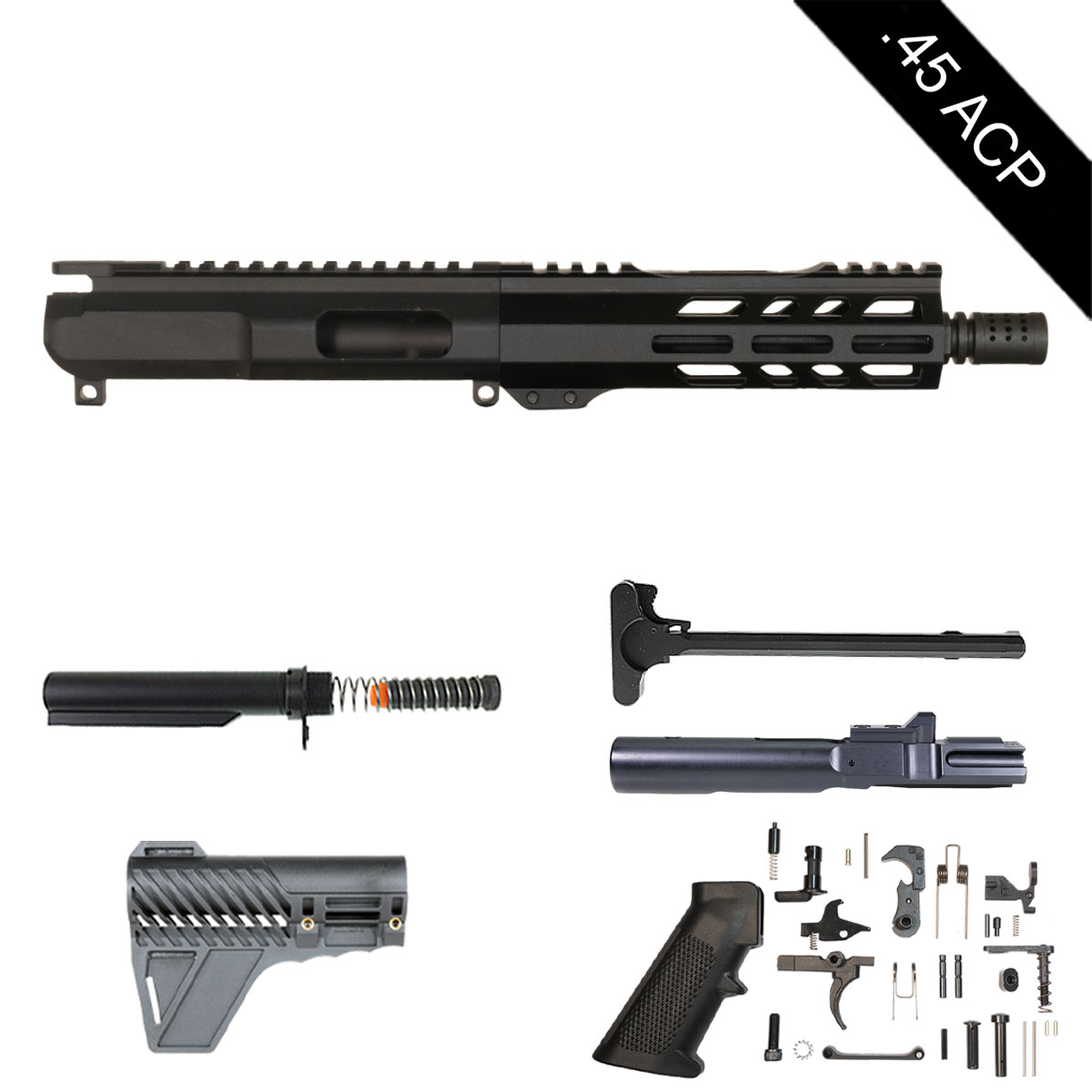 Davidson Defense Fisticuffs w/Gauntlet Arms Brace 8-inch AR-15 .45 ACP Pistol Full Build Kit