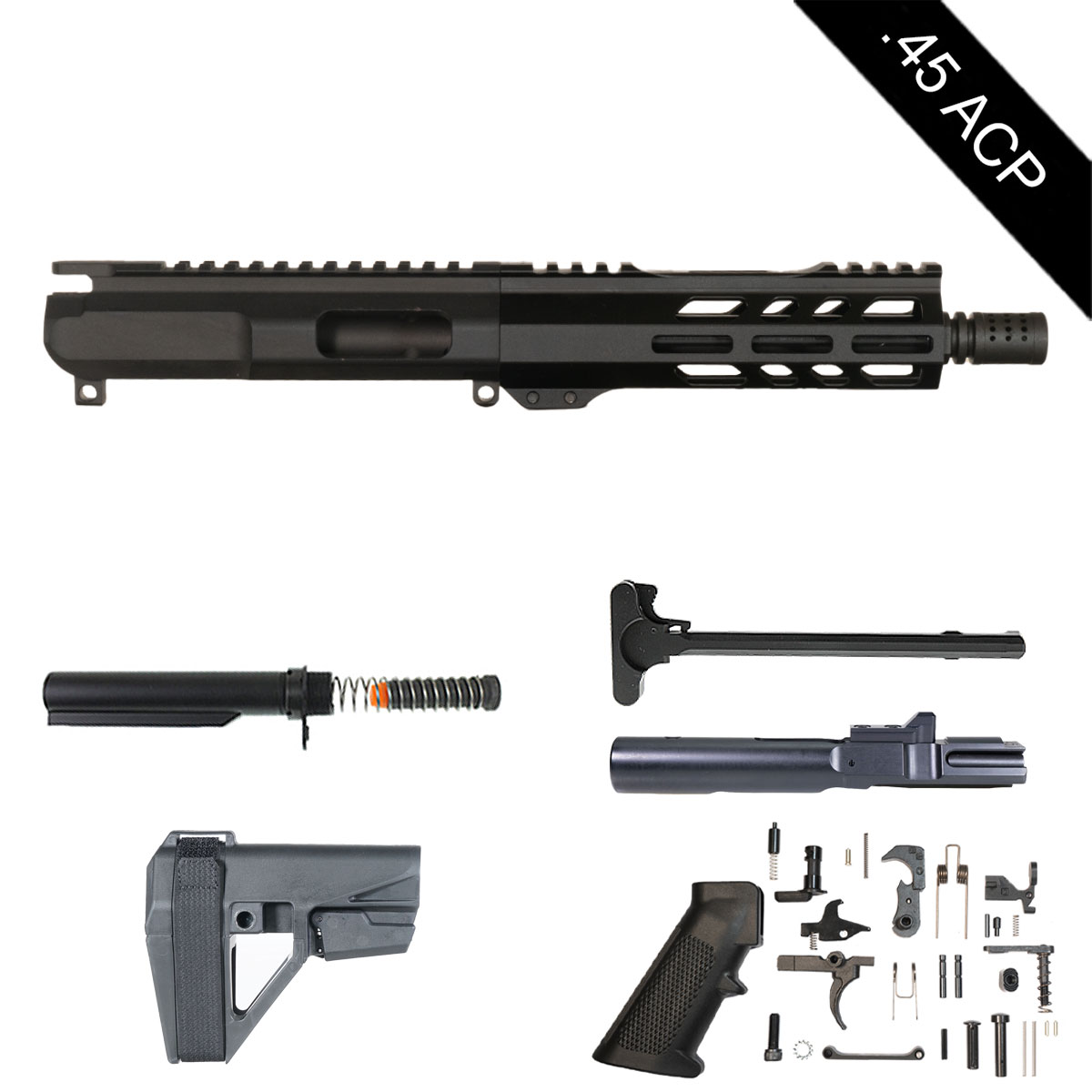 
Davidson Defense
 Fisticuffs w/SBA5 Brace 8-inch AR-15 .45 ACP Pistol Full Build Kit