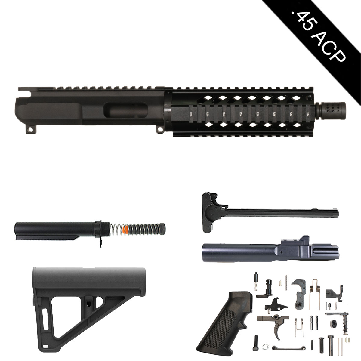 Davidson Defense Matrix w/Magpul BTR Brace 8-inch AR-15 .45 ACP Pistol Full Build Kit