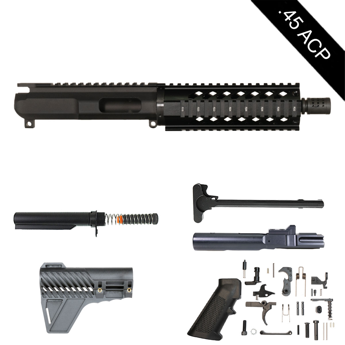 Davdison Defense Matrix w/Gauntlet Arms Brace 8-inch AR-15 .45 ACP Pistol Full Build Kit