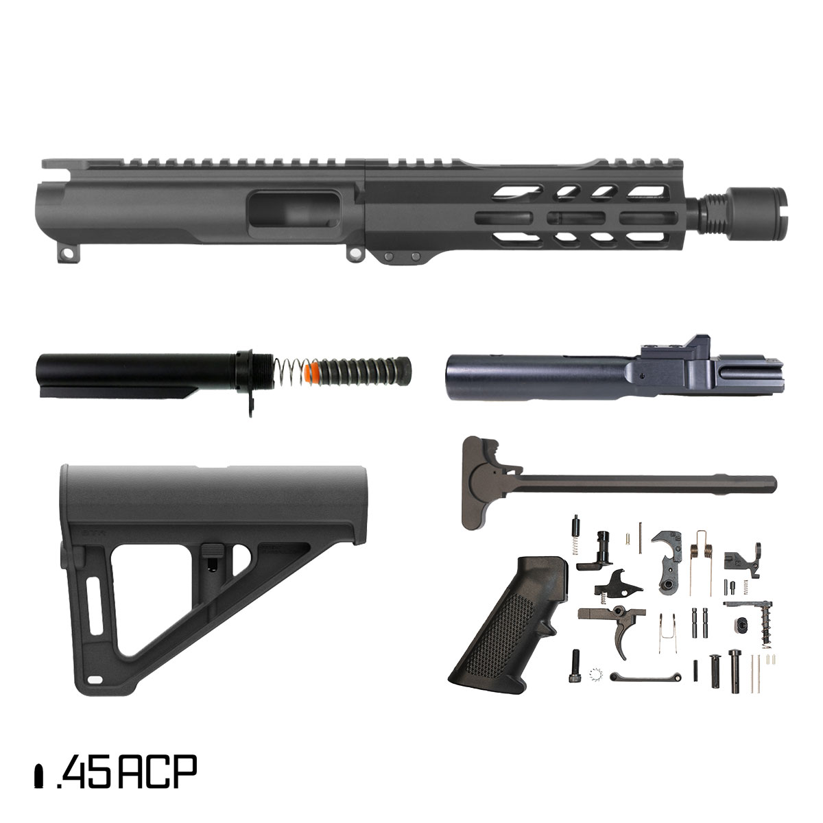 Davidson Defense Seafang w/Magpul BTR Brace 7.5-inch 1:16 .45 ACP AR-15 M-Lok Pistol Full Build Kit