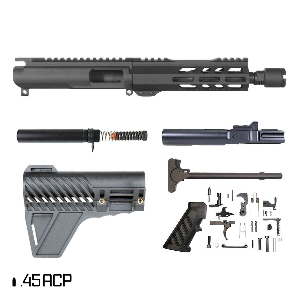Davidson Defense Seafang w/Gauntlet Arms Brace 7.5-inch 1:16 .45 ACP AR-15 M-Lok Pistol Full Build Kit