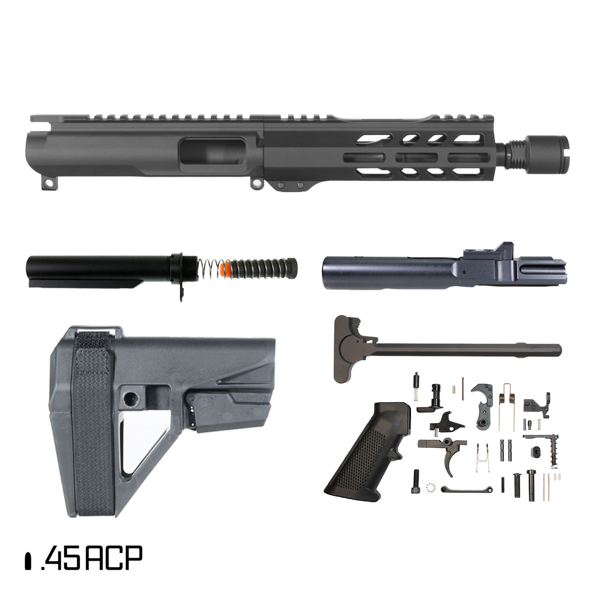 Davidson Defense Seafang w/SBA5 Brace 7.5-inch 1:16 .45 ACP AR-15 M-Lok Handguard Pistol Full Build Kit