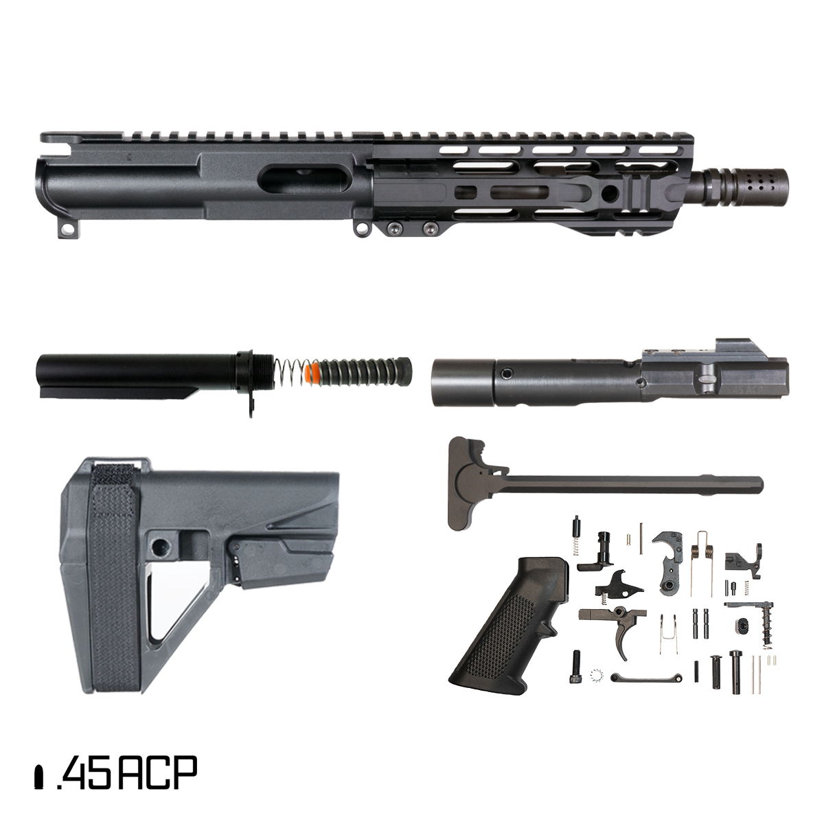 Davidson Defense Havoc Hauler w/SBA5 Brace 7.5-inch 1:16 .45 ACP AR-15 Freefloat M-Lok Handguard Pistol Full Build Kit