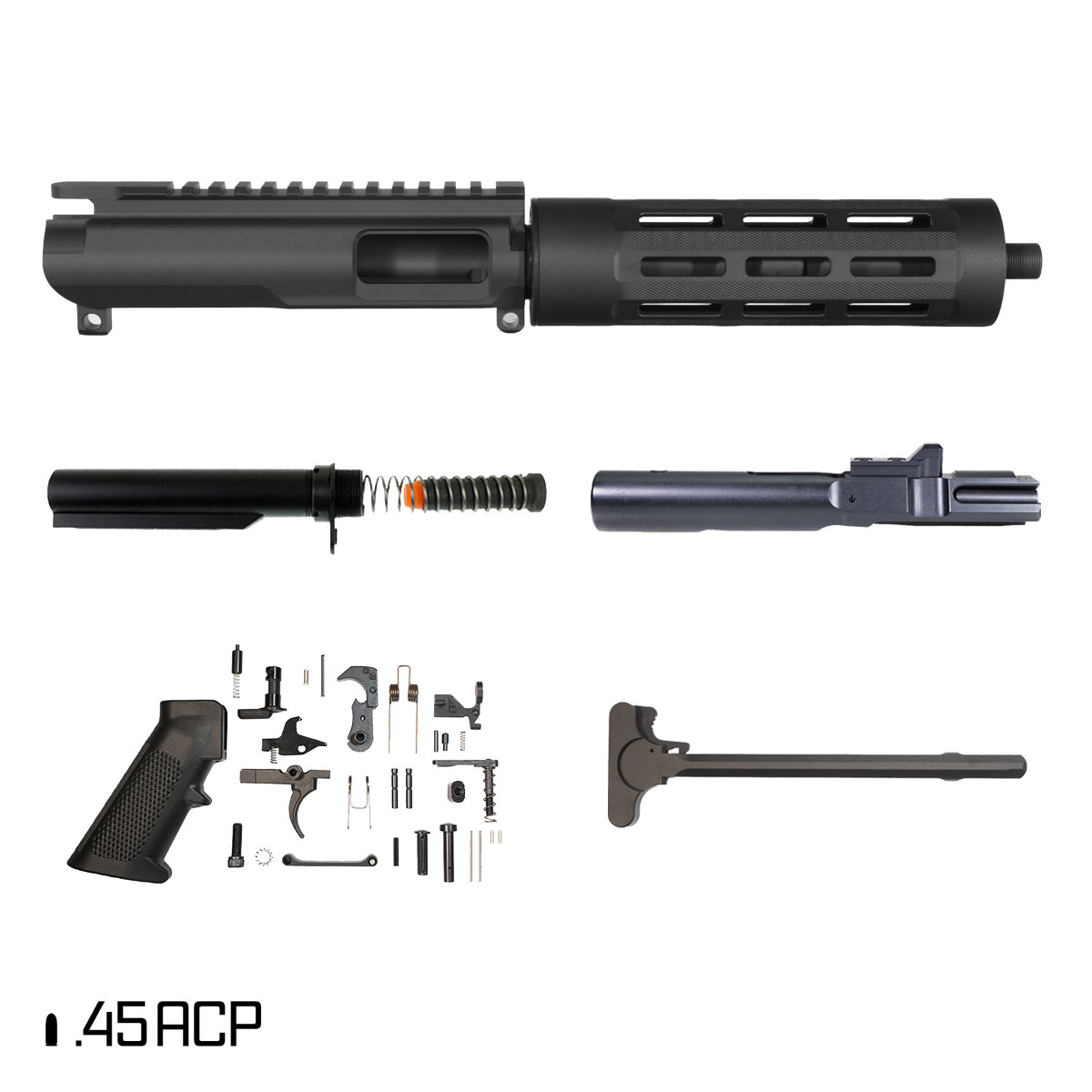 Davidson Defense Suppressor Ready Dread SBR Ready 7.5-inch 1:16 45ACP AR-45 Freefloat Tubular M-Lok Handguard Pistol Full Build Kit
