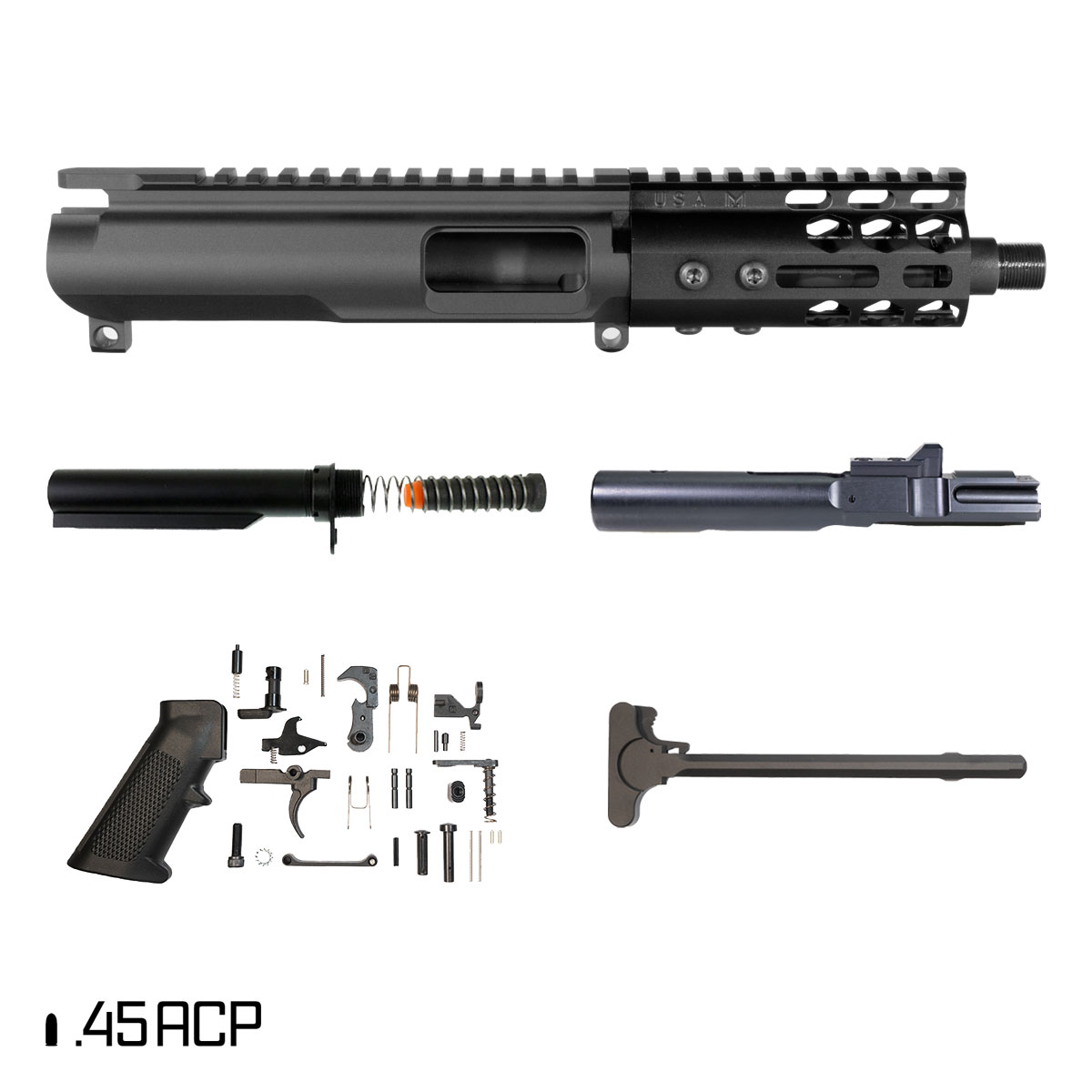 Davidson Defense Suppressor Ready Coldharbor SBR Ready 5-inch 1:16 45ACP AR-45 Freefloat M-Lok Handguard Pistol Full Build Kit