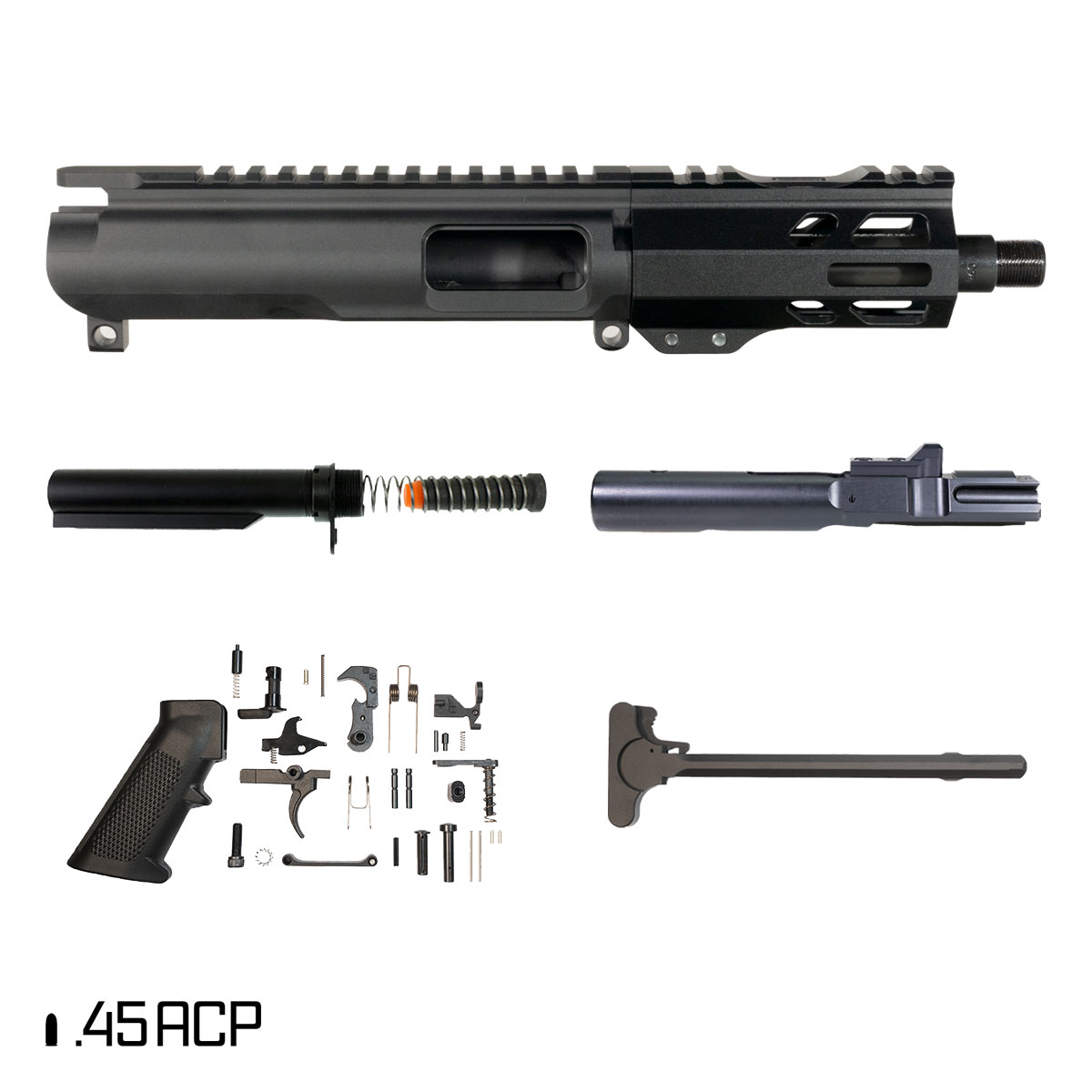 Davidson Defense Suppressor Ready Ronin Competition SBR Ready 5-inch 1:16 45ACP AR-45 Freefloat M-Lok Handguard Pistol Full Build Kit