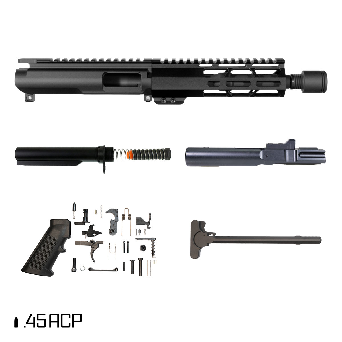Davidson Defense Inferno SBR Ready 7.5-inch 1:16 45ACP AR-45 Freefloat M-Lok Handguard Pistol Full Build Kit