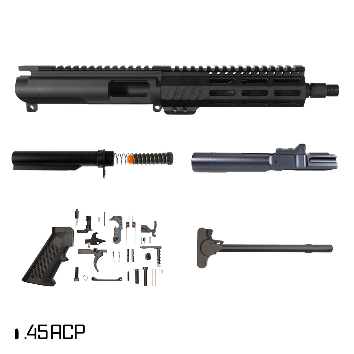 Davidson Defense Suppressor Ready Shank SBR Ready 7.5-inch 1:16 45ACP AR-45 M-Lok Pistol Full Build Kit