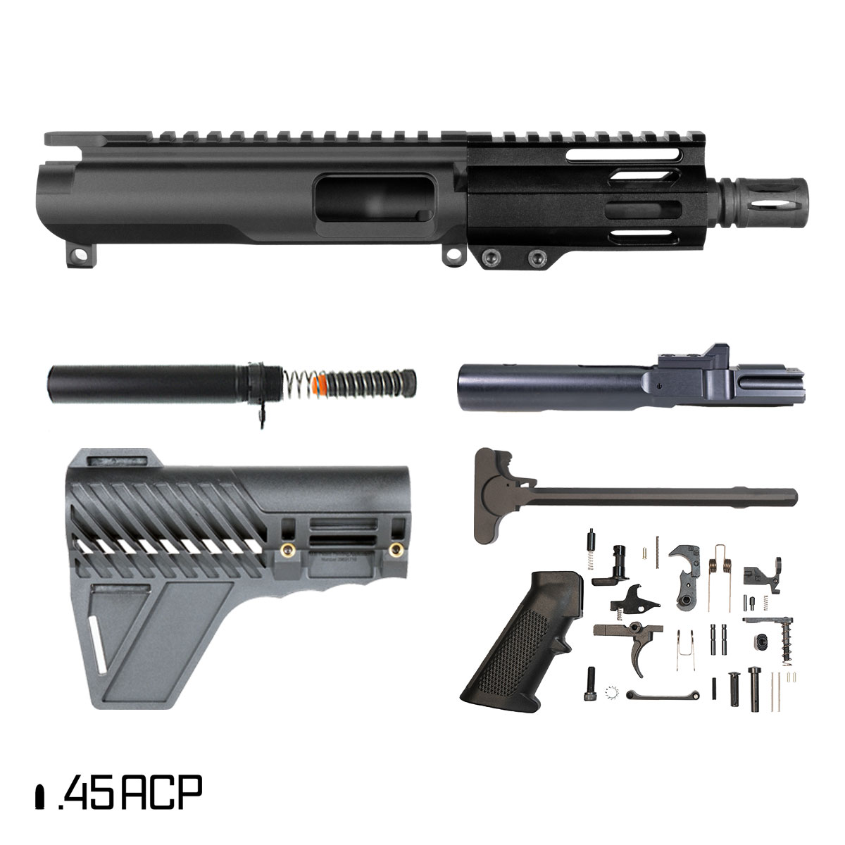 Davidson Defense Shorty 5 w/Gauntlet Arms Brace 5-inch 1:16 45ACP AR-45 M-Lok Pistol Full Build Kit