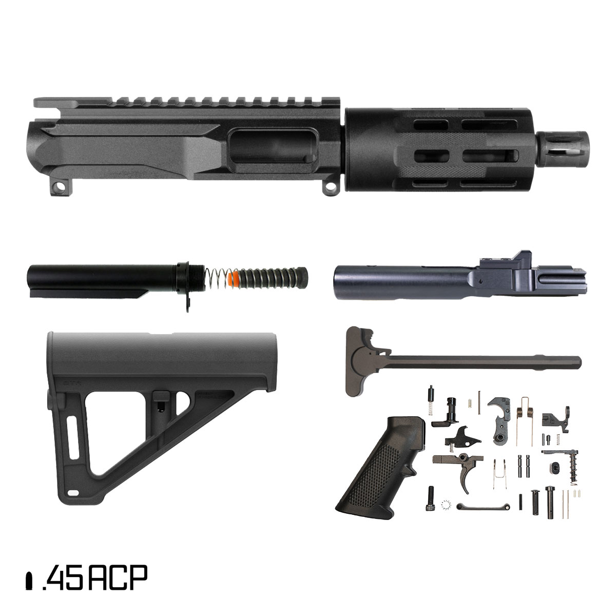 Davidson Defense Thumper w/BTR Brace 5-inch 1:16 45ACP AR-45 M-Lok Handguard Pistol Full Build Kit