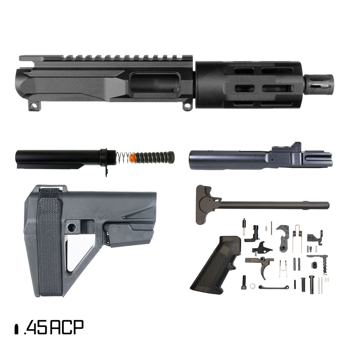 Davidson Defense Thumper w/SBA5 Brace 5-inch 1:16 45ACP AR-45 M-Lok Pistol Full Build Kit