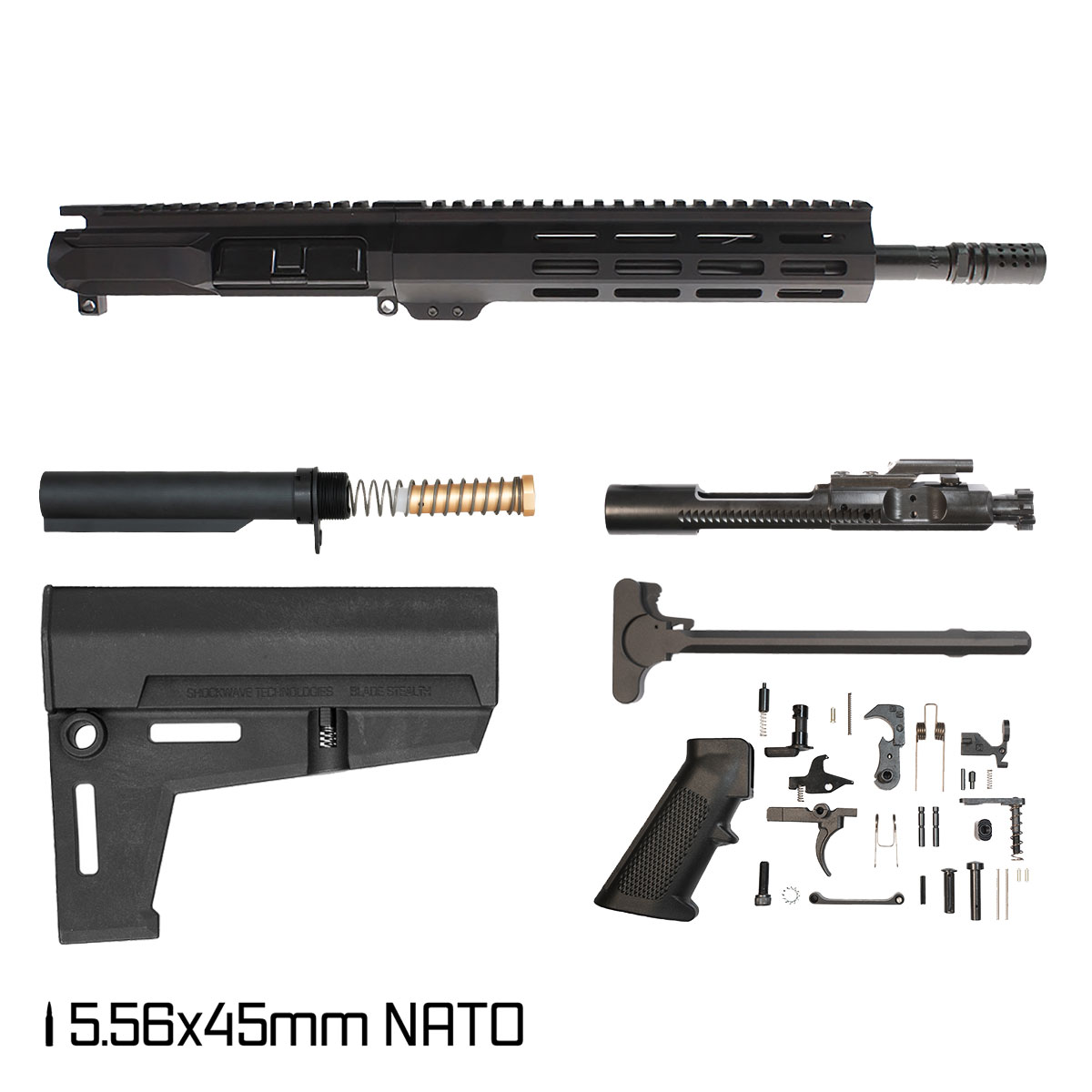 Davidson Defense Ronin w/KAK Shockwave Brace 11.5-inch Carbine-Gas 1:7 5.56 NATO AR-15 Freefloat M-Lok Handguard Pistol Full Build Kit