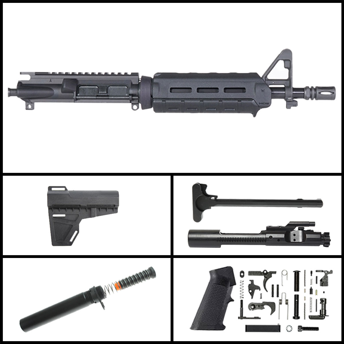 DTT 'Blacktail' 10.5-inch AR-15 5.56 NATO Nitride KAK Pistol Full Build Kit