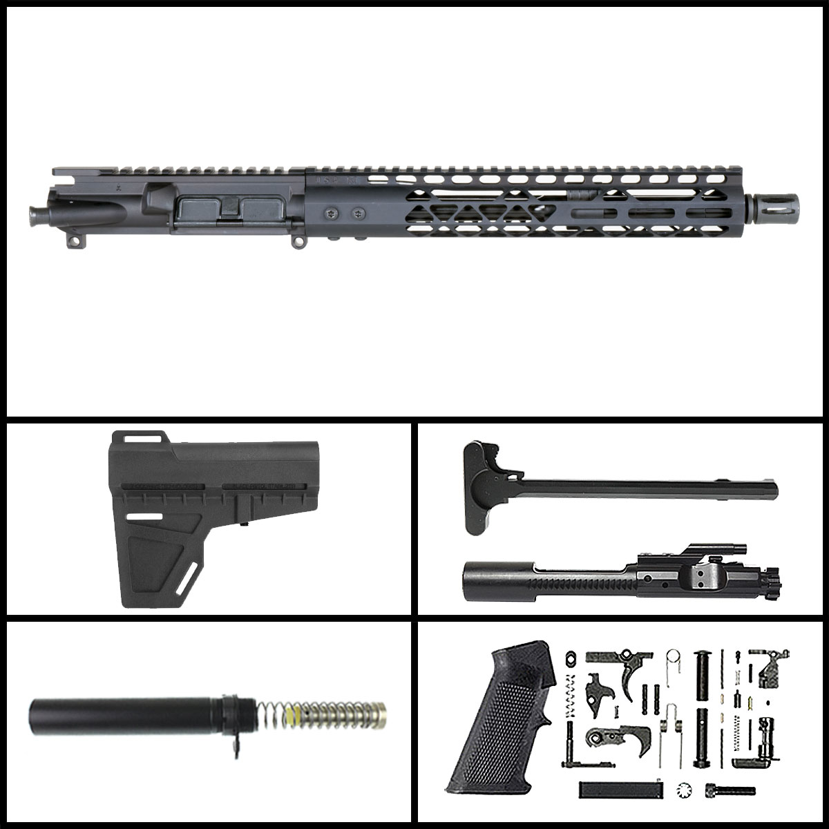 MMC 'Hot Caution w/ SBM4' 12.5-inch AR-15 5.56 NATO QPQ Nitride KAK Pistol Full Build Kit
