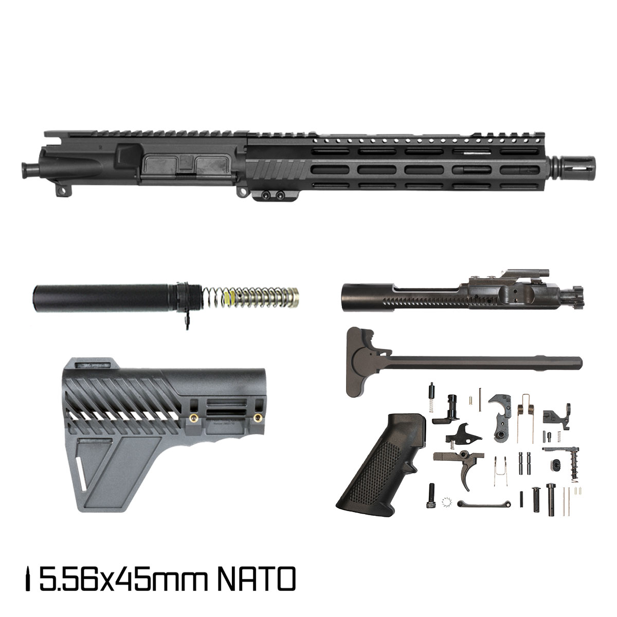 Davidson Defense Aegis Lightweight w/Gauntlet Arms Brace 10.5-inch Carbine-Gas 1:7 5.56 NATO AR-15 Freefloat M-Lok Handguard Pistol Full Build Kit