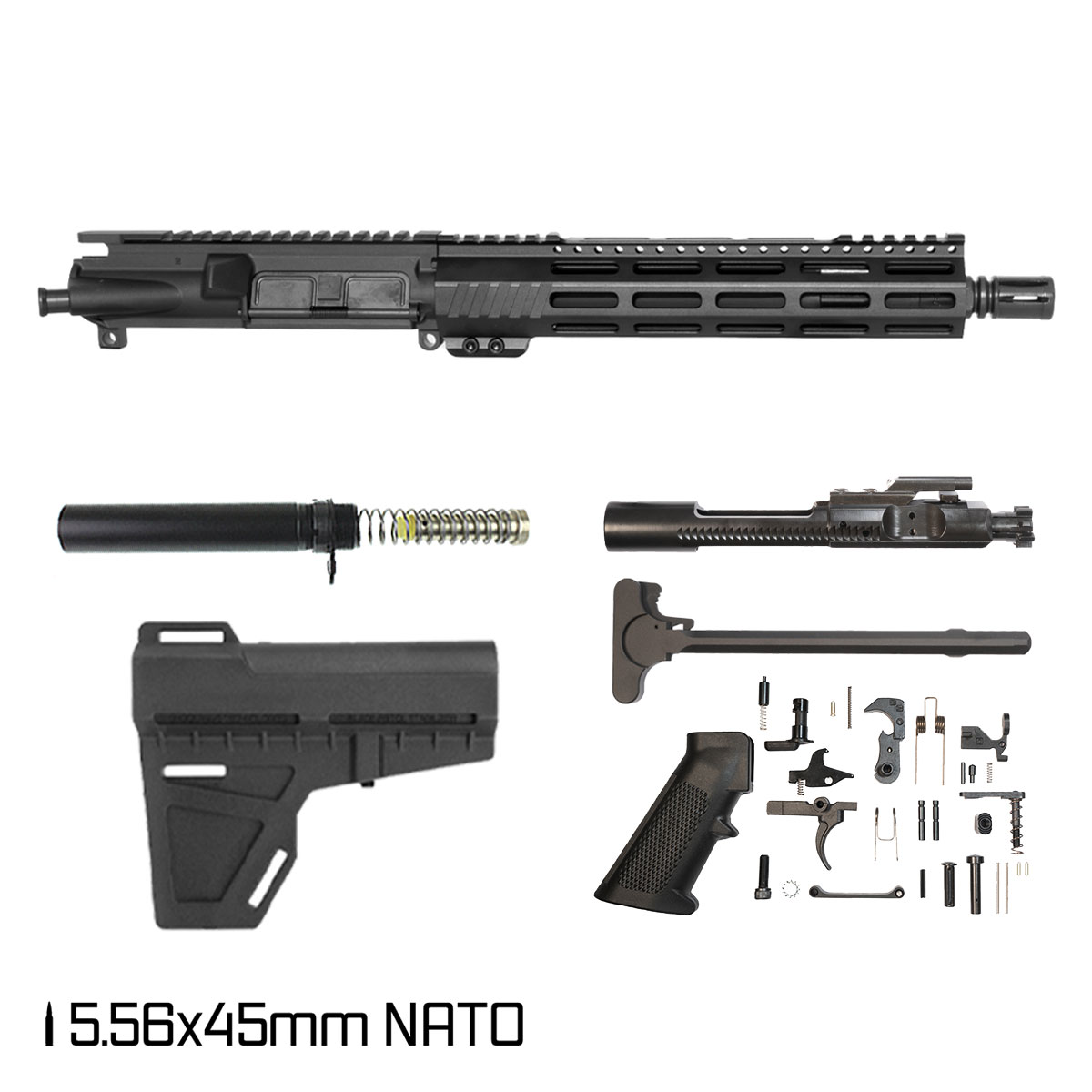 Davidson Defense Aegis Lightweight w/KAK Brace 10.5-inch Carbine-Gas 1:7 5.56 NATO AR-15 Freefloat M-Lok Handguard Pistol Full Build Kit