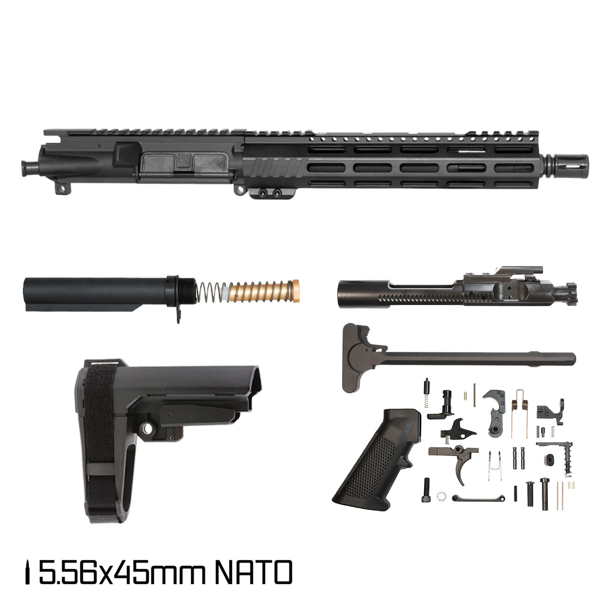 Davidson Defense Aegis Lightweight w/SBA3 Brace 10.5-inch Carbine-Gas 1:7 5.56 NATO AR-15 Freefloat M-Lok Handguard Pistol Full Build Kit