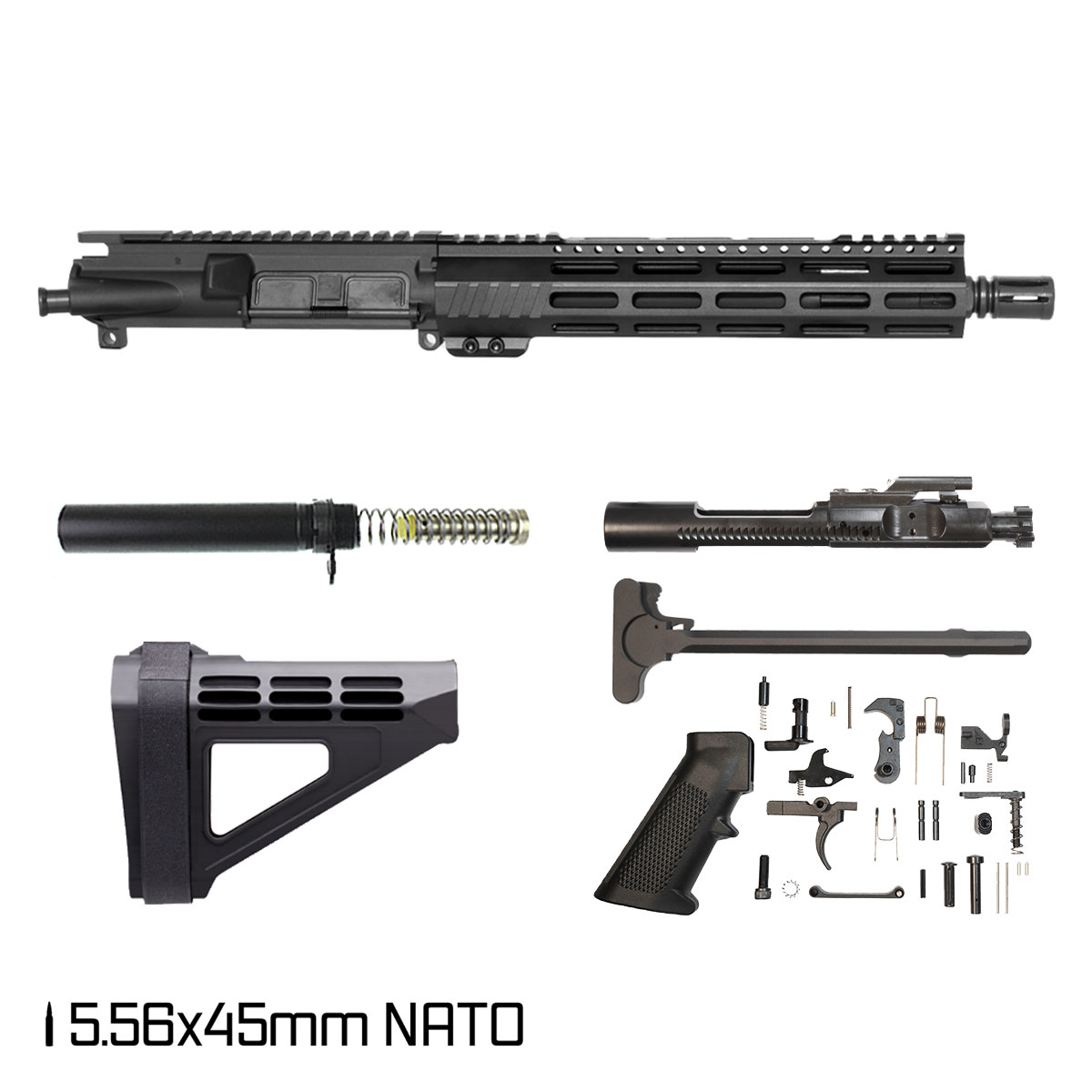 Davidson Defense Aegis Lightweight w/SBM4 Brace 10.5-inch Carbine-Gas 1:7 5.56 NATO AR-15 Freefloat M-Lok Handguard Pistol Full Build Kit