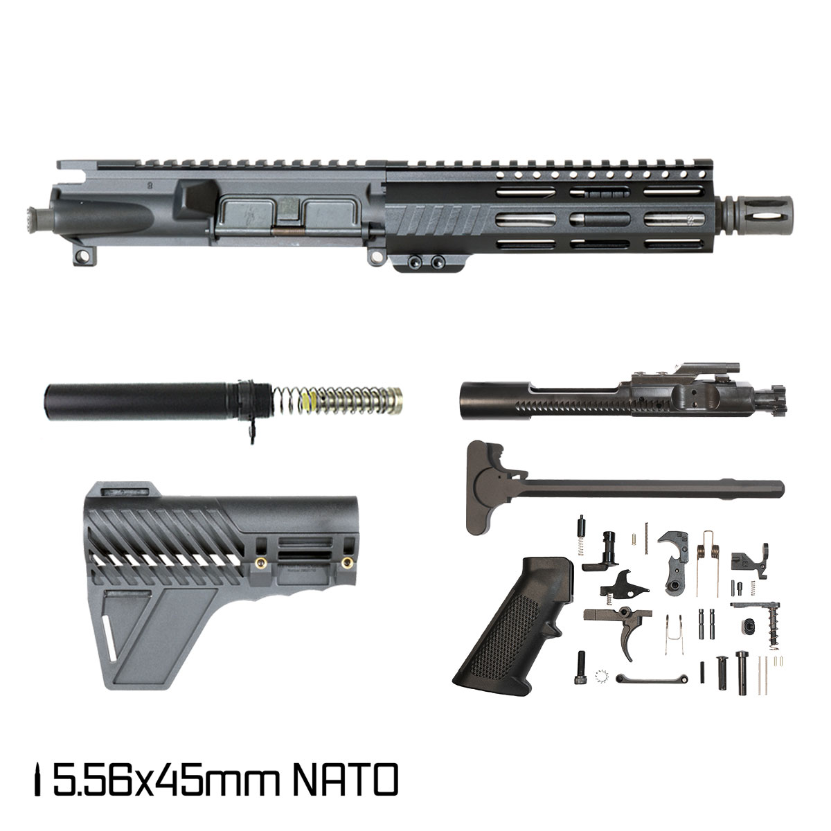 Davidson Defense Aegis w/Gauntlet Arms Brace 7.5-inch Pistol-Gas 1:7 Stainless Steel 5.56 NATO AR-15 Freefloat M-Lok Handguard Pistol Full Build Kit