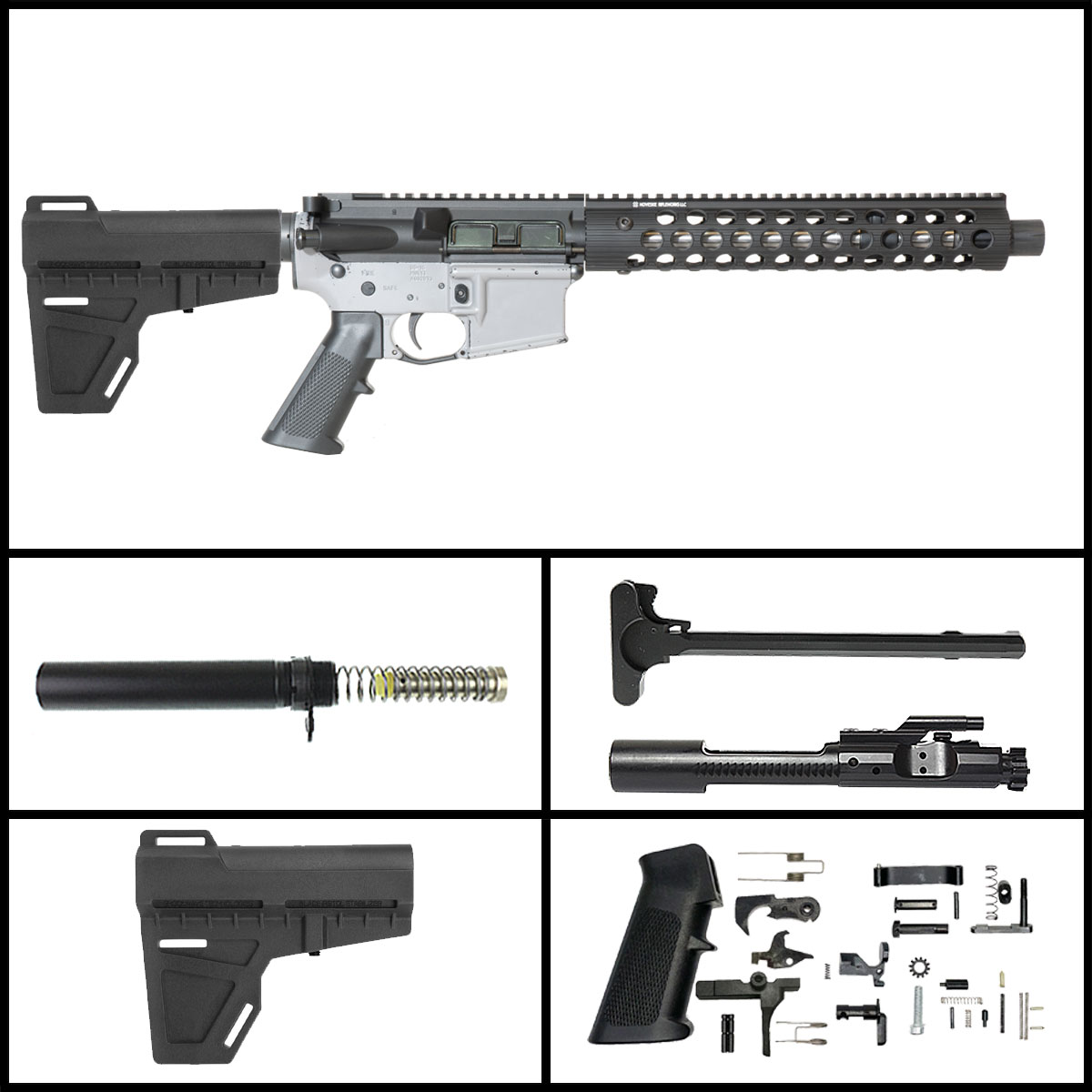 DD '3rd Generation of Troy w/KAK Brace' 10.5-inch AR-15 5.56 NATO Stainless Pistol Full Build Kit