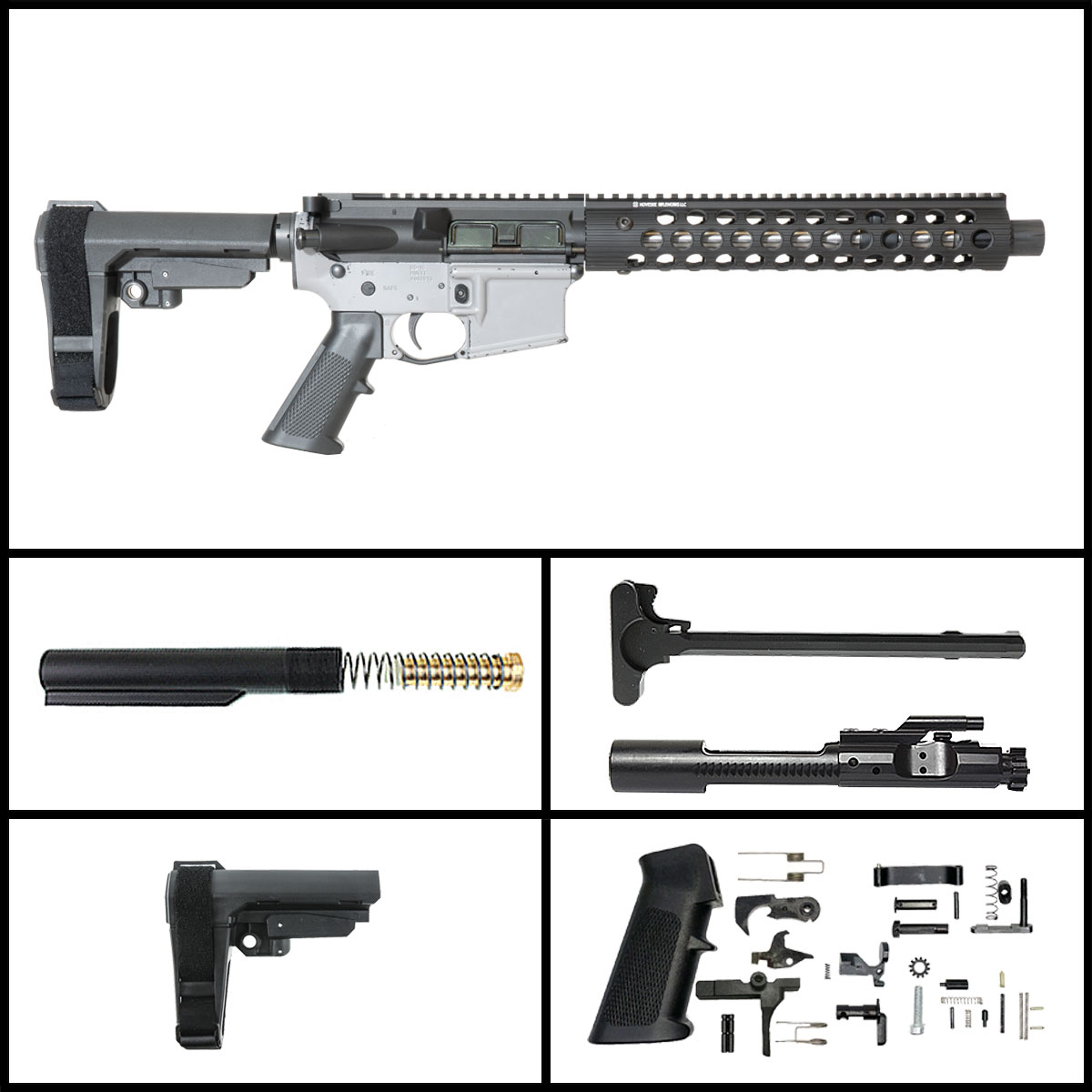 DD '3rd Generation of Troy w/SBA3 Brace' 10.5-inch AR-15 5.56 NATO Stainless Pistol Full Build Kit
