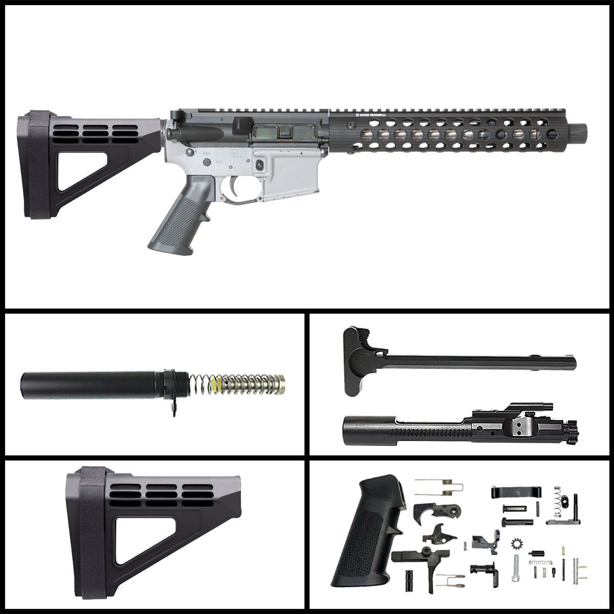 DD '3rd Generation of Troy w/SBM4 Brace' 10.5-inch AR-15 5.56 NATO Stainless Pistol Full Build Kit