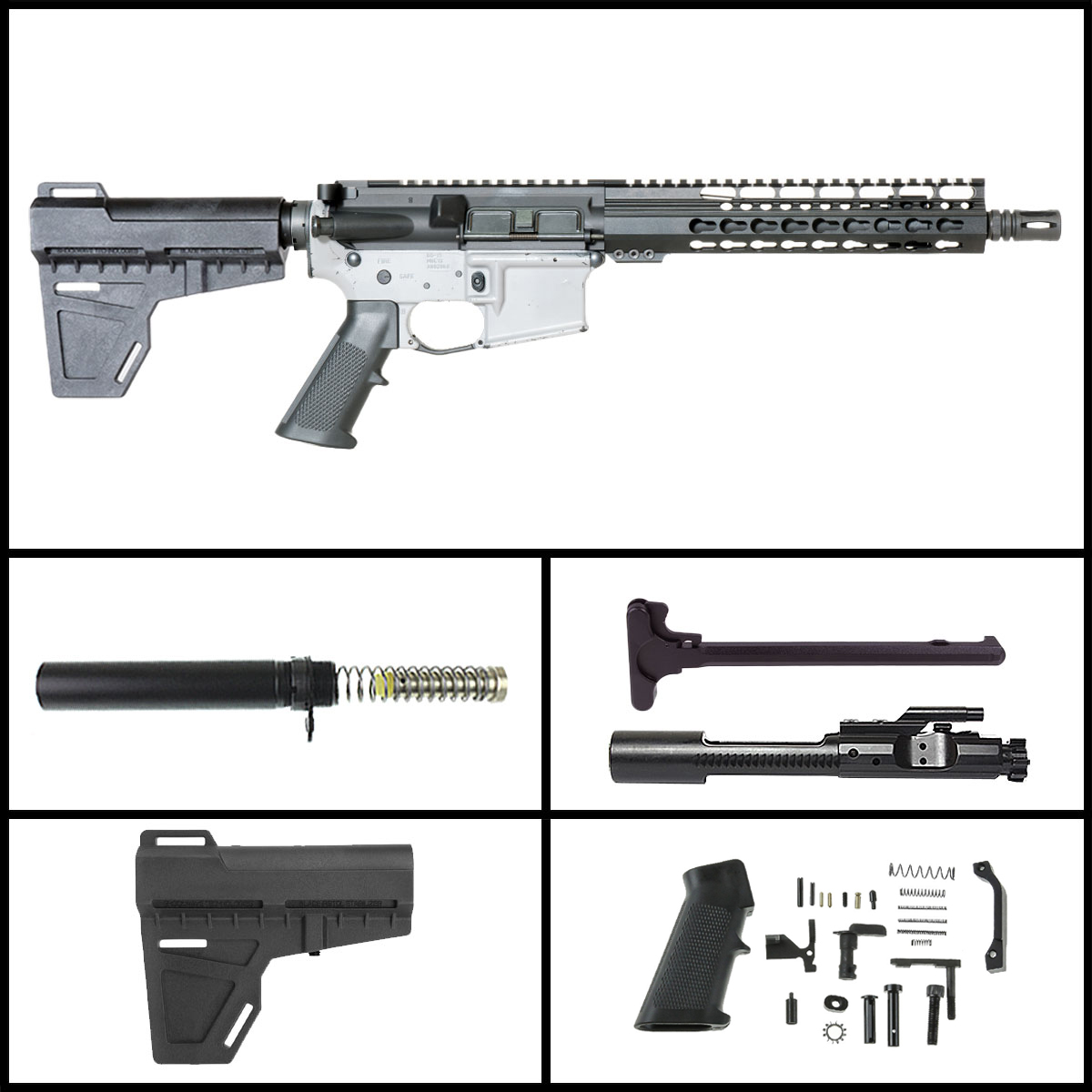 Davidson Defense 'Full House w/KAK Brace' 10.5-inch AR-15 5.56 NATO Nitride Pistol Drop in Trigger Ready Full Build Kit