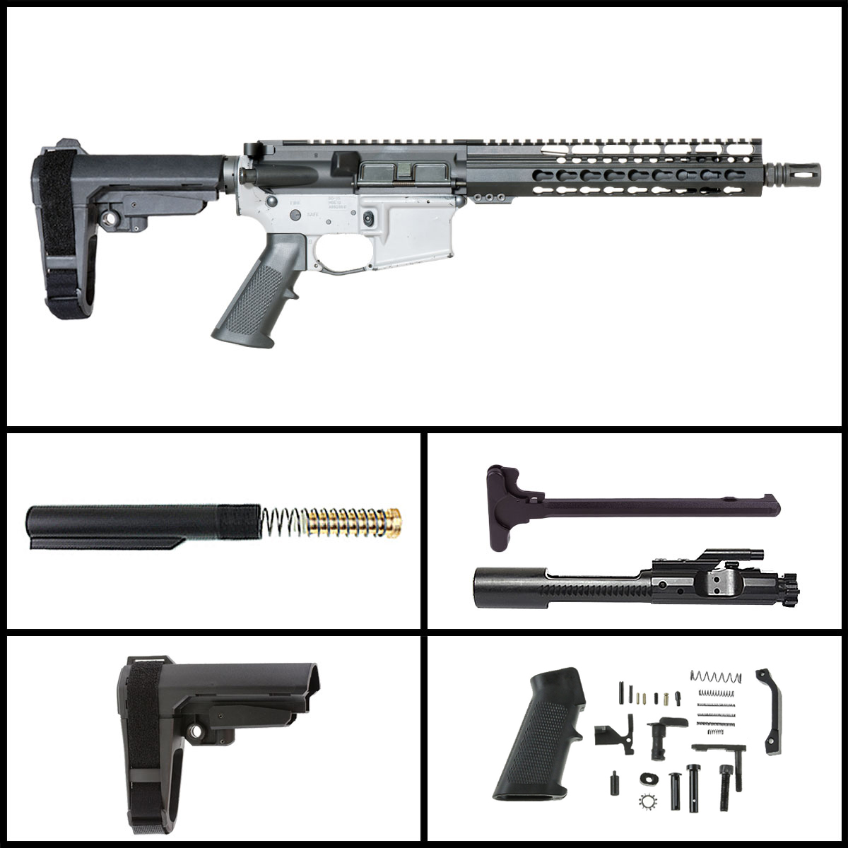 Davidson Defense 'Full House w/SBA3 Brace' 10.5-inch AR-15 5.56 NATO Nitride Pistol Drop in Trigger Ready Full Build Kit