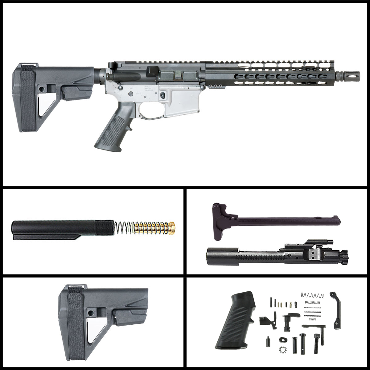 Davidson Defense 'Full House w/SBA5 Brace' 10.5-inch AR-15 5.56 NATO Nitride Pistol Drop in Trigger Ready Full Build Kit