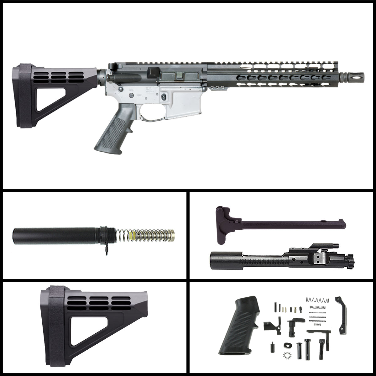 Davidson Defense 'Full House w/SBM4 Brace' 10.5-inch AR-15 5.56 NATO Nitride Pistol Drop in Trigger Ready Full Build Kit