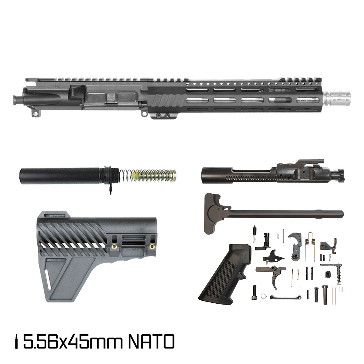 Davidson Defense Aegis Lightweight w/Gauntlet Arms Brace 10.5-inch Carbine-Gas 1:7 5.56 NATO AR-15 Freefloat M-Lok Handguard Pistol Full Build Kit Stainless Barrel