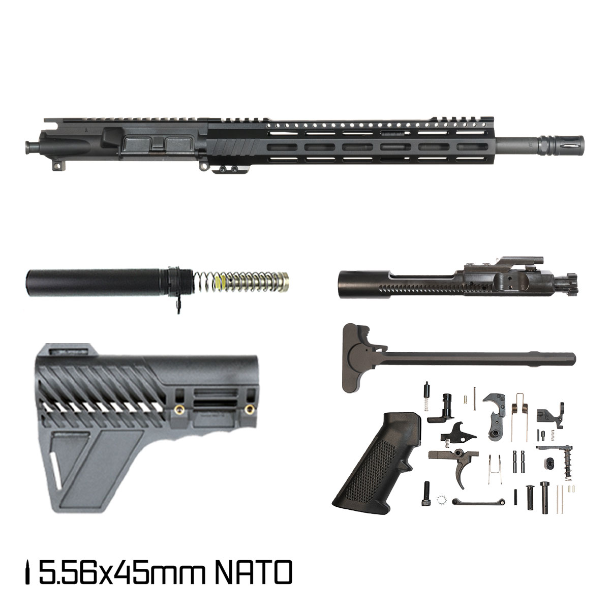 Davidson Defense Aegis Lightweight w/Gauntlet Arms Brace 14.5-inch Carbine-Gas 1:7 5.56 NATO AR-15 Freefloat M-Lok Handguard Pistol Full Build Kit