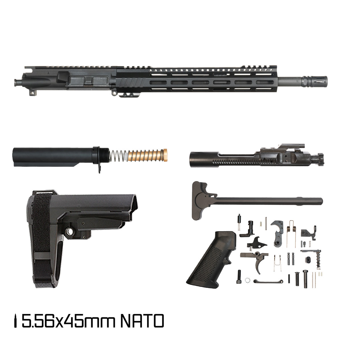 Davidson Defense Aegis Lightweight w/SBA3 Brace 14.5-inch Carbine-Gas 1:7 5.56 NATO AR-15 Freefloat M-Lok Handguard Pistol Full Build Kit