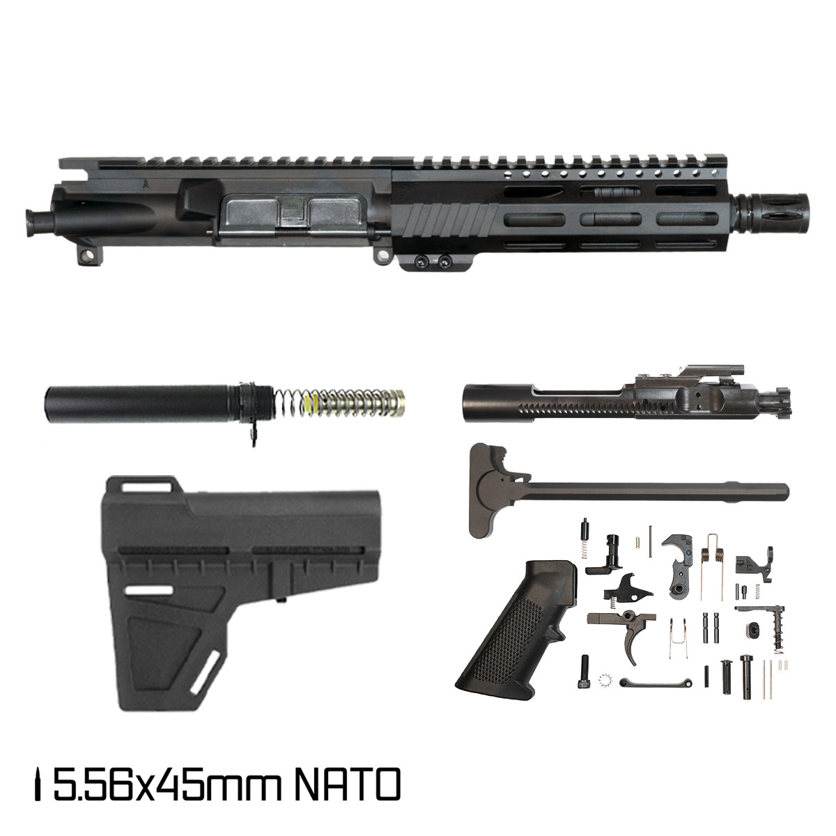 Davidson Defense Aegis w/KAK Brace 7.5-inch Pistol-Gas 1:7 5.56 NATO AR-15 Freefloat M-Lok Handguard Pistol Full Build Kit