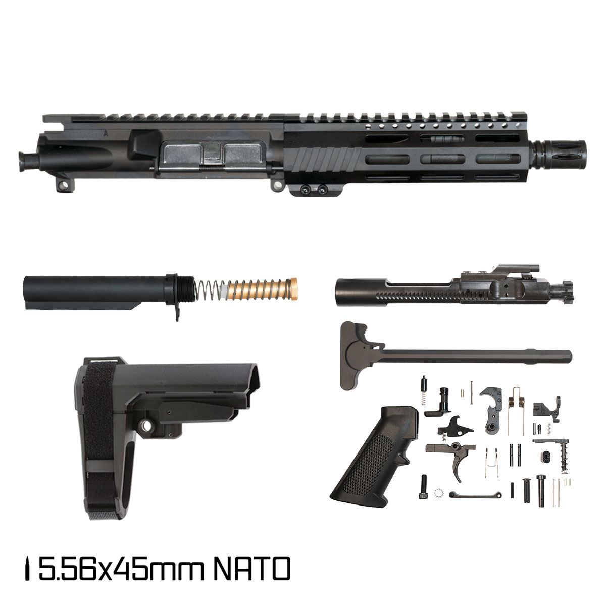 Davidson Defense Aegis w/SBA3 Brace 7.5-inch Pistol-Gas 1:7 5.56 NATO AR-15 Freefloat M-Lok Handguard Pistol Full Build Kit